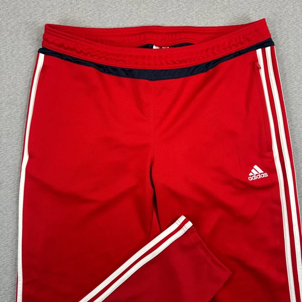 Adidas Climacool Track Pants Mens XL Red White Stripe Zipper Pockets Tapered